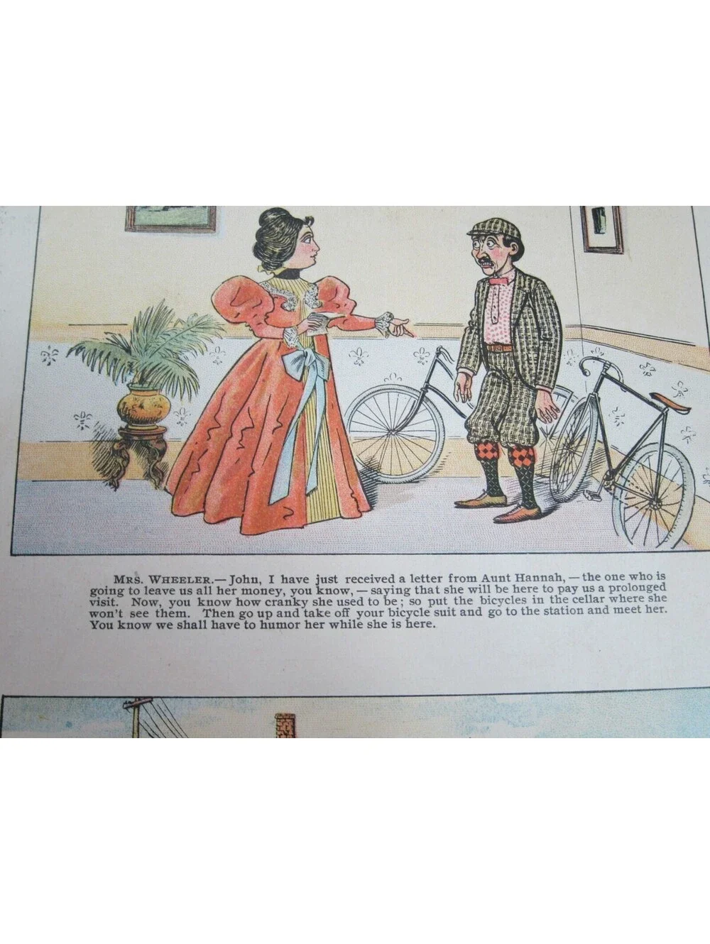 Antique 1897 Puck Magazine Bicycle Cartoon 